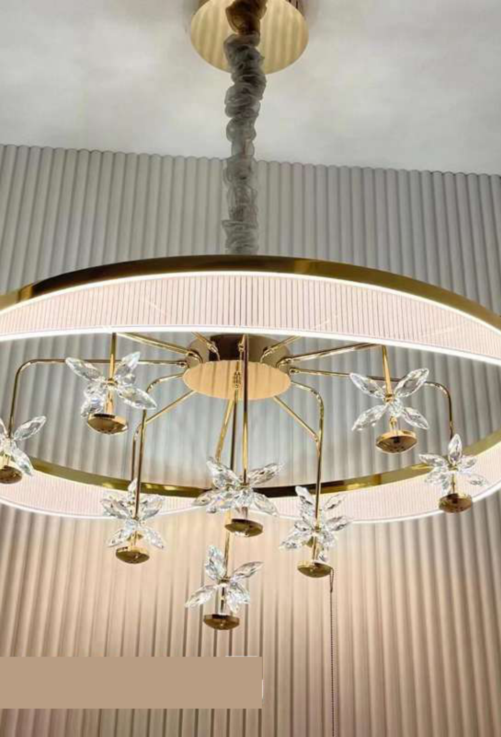 Light House Metal+ Crystal+Acralyc Material Gold Finished Chandelier