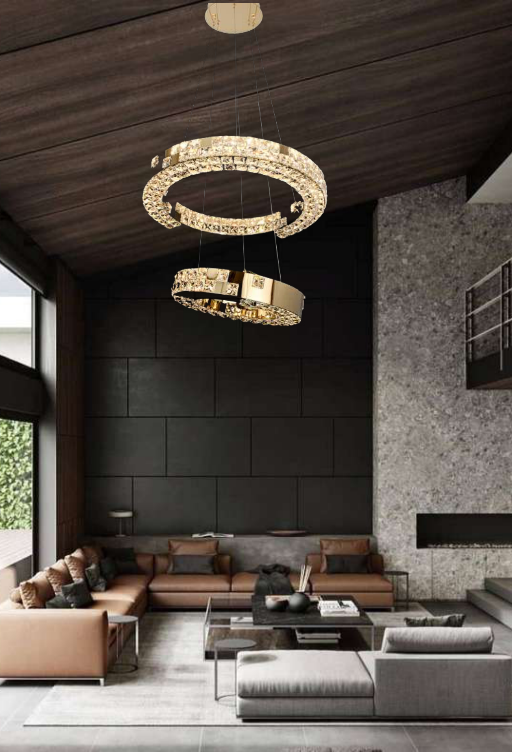 Light House Stainless Steel +Crystal Material Titanium Gold Finished Chandelier