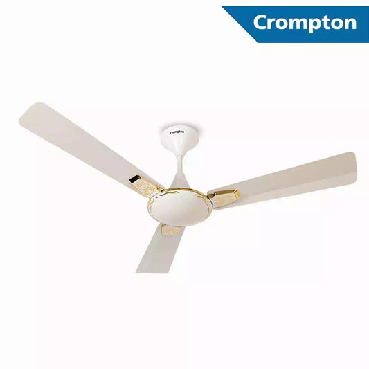 Crompton Premium Ceiling Fans Auro 2.0 Designer Antidust 3D Pearl White Gold 1200 mm