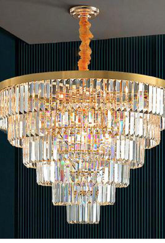 Light House Metal+Crystal Material Gold Finished Chandelier