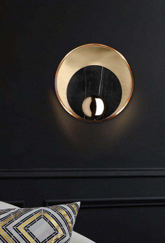 Light House Metal+Marble Material Brass+Black Finished Wall Light