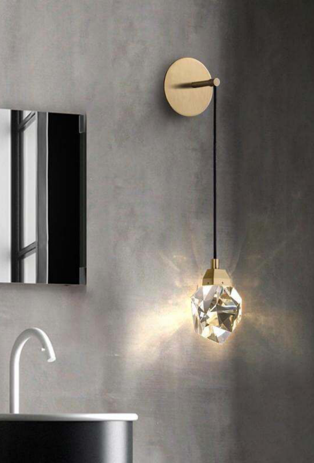 Light House Metal + Crystal Material Brass + Clear Finished Wall Light