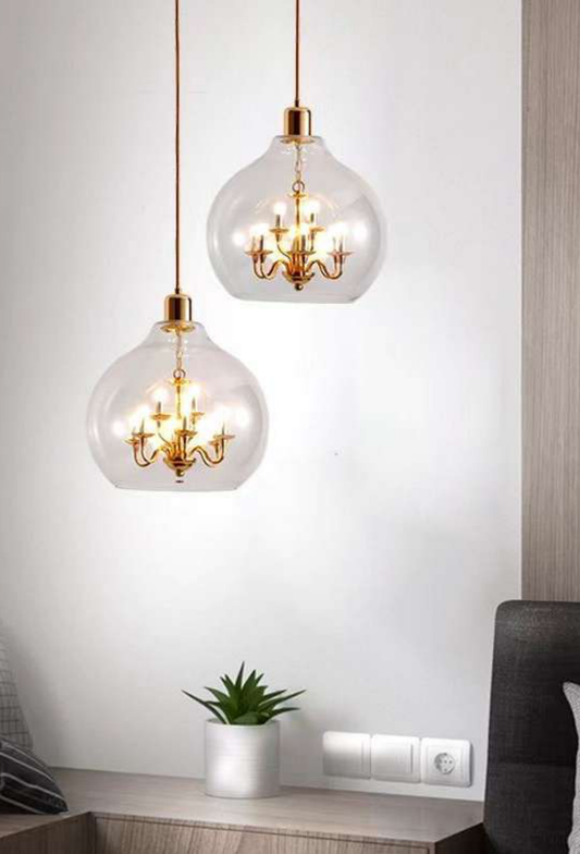 Light House Metal+Glass Material Gold+ Clear Finished Chandelier