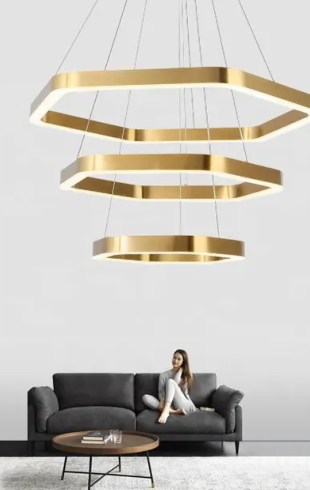 Home Light  Aluminum + Acrylic    Material Gold Finished Pendent Light