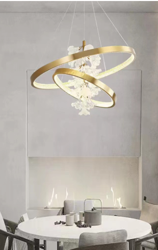 Home Light  Aluminum + Acrylic + Glass  Material Gold Finished Pendent Light