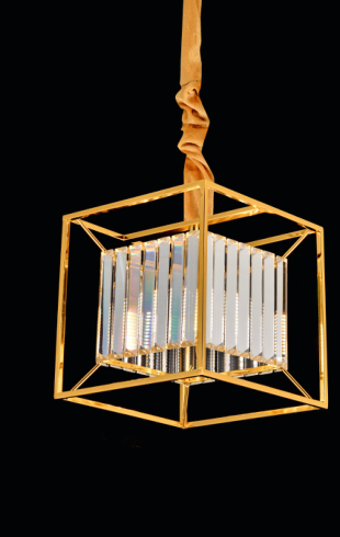 Home Light  Metal + Crystal       Material Gold Finished Pendent Light