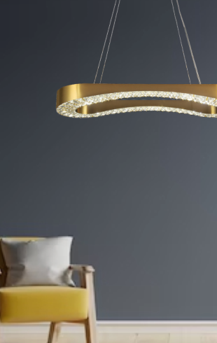 Home Light  Aluminum + Crystal    Material Gold Finished Pendent Light