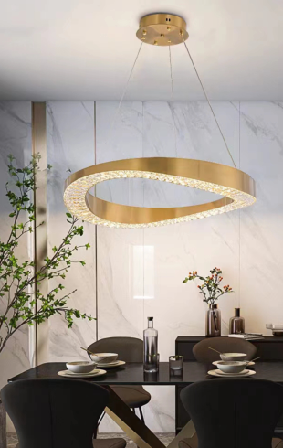 Home Light  Aluminum + Crystal    Material Gold Finished Pendent Light